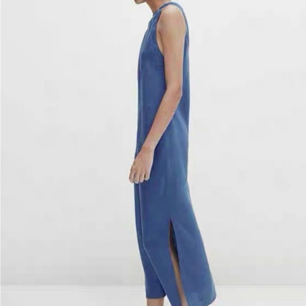 Massimo Dutti Blue Sleeveless Maxi Dress